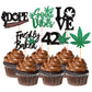 ZHUOWEISM Cupcake Toppers, 24 PCS Bamboo Glitter Leaves for Birthday Party, Design 2
