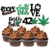 ZHUOWEISM Cupcake Toppers, 24 PCS Bamboo Glitter Leaves for Birthday Party, Design 2