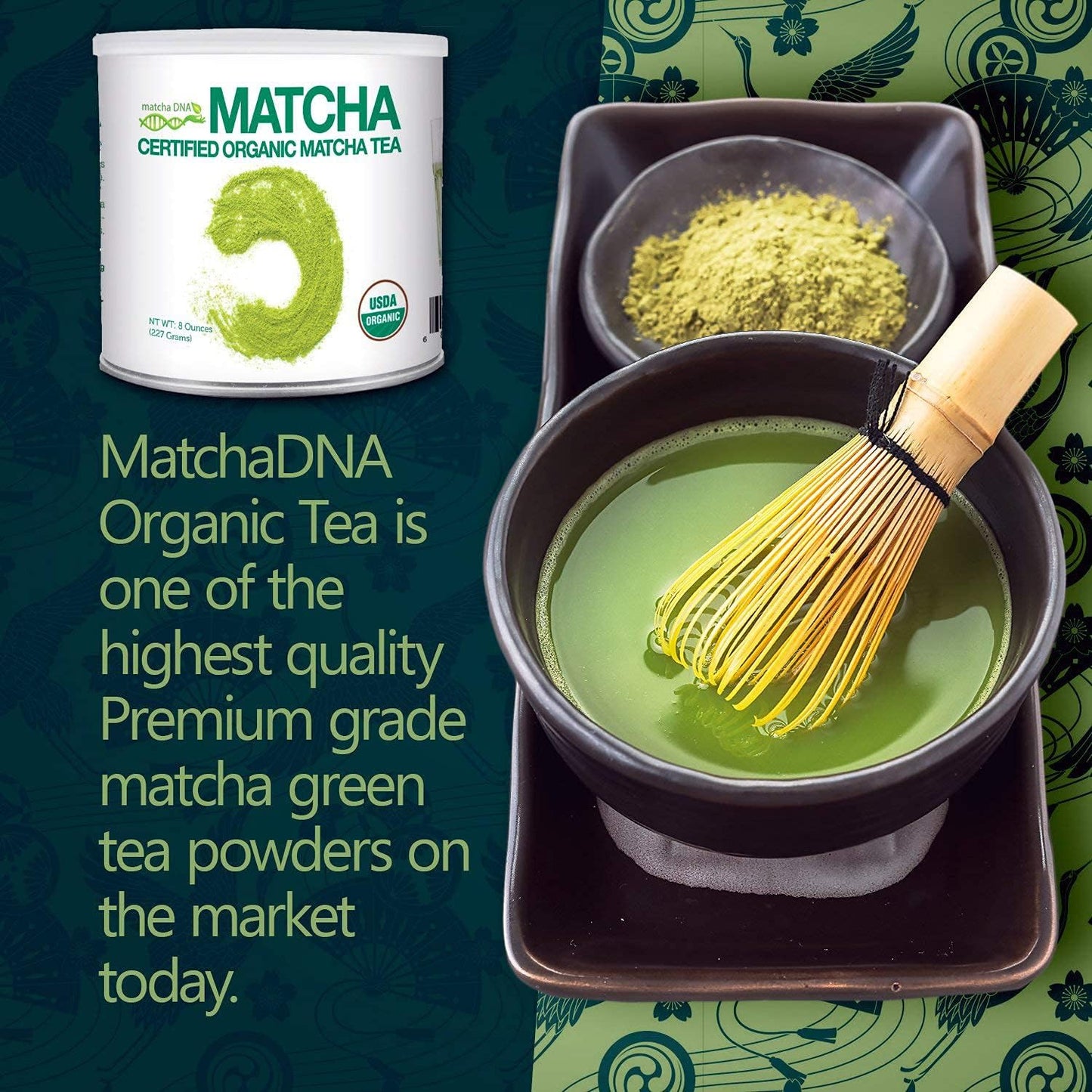 Matcha Dna Certified Organic Matcha Green Tea Powder (8 Oz Tin Can)