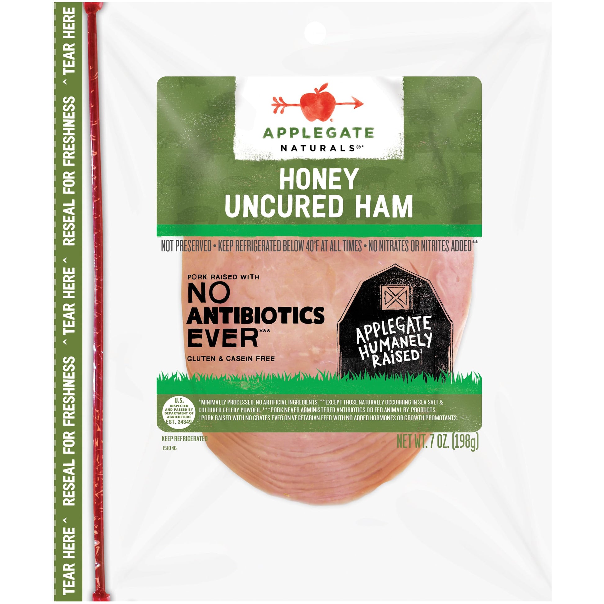 Applegate, Natural Uncured Honey Ham Sliced, 7oz