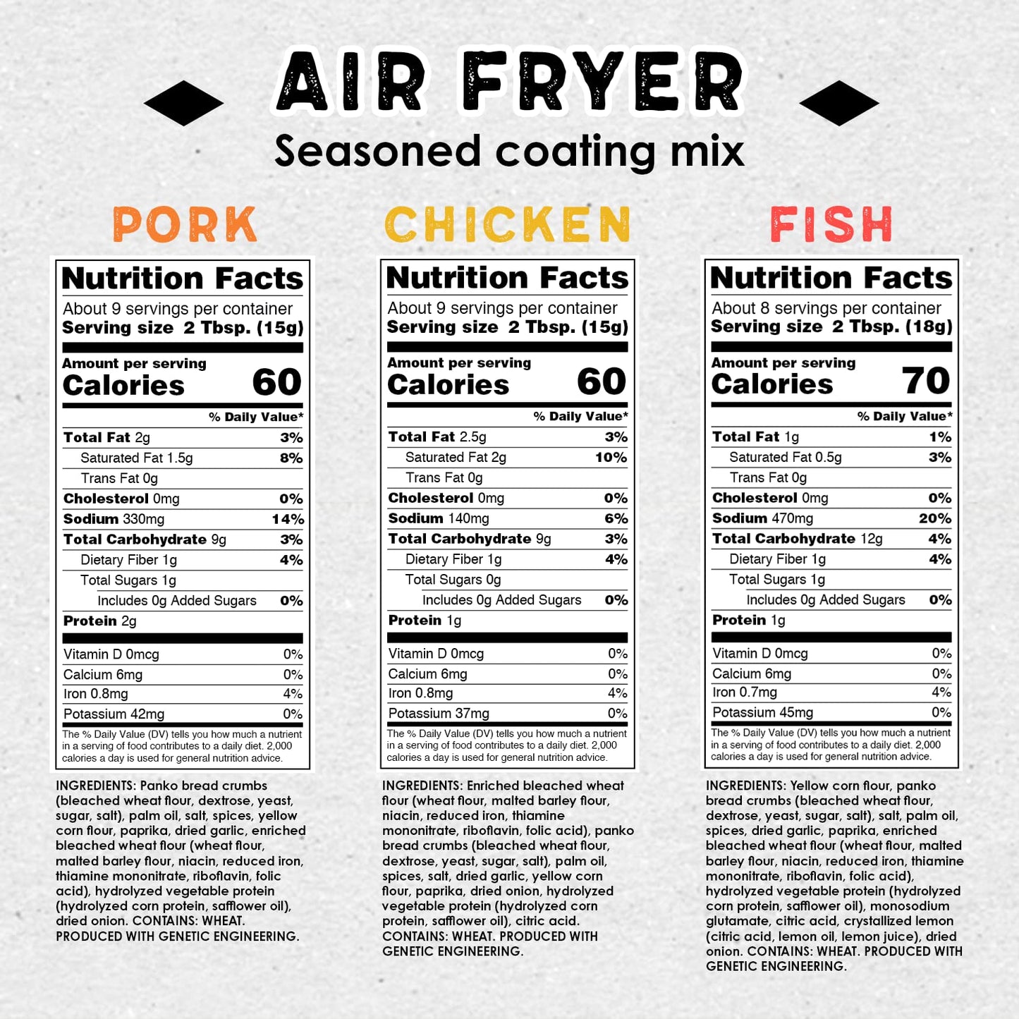 Louisiana Fish Fry Products Louisiana Fish Fry, Air Fry Variety Gift Pack - Chicken, Fish & Pork - 5 Oz (Pack Of 6)
