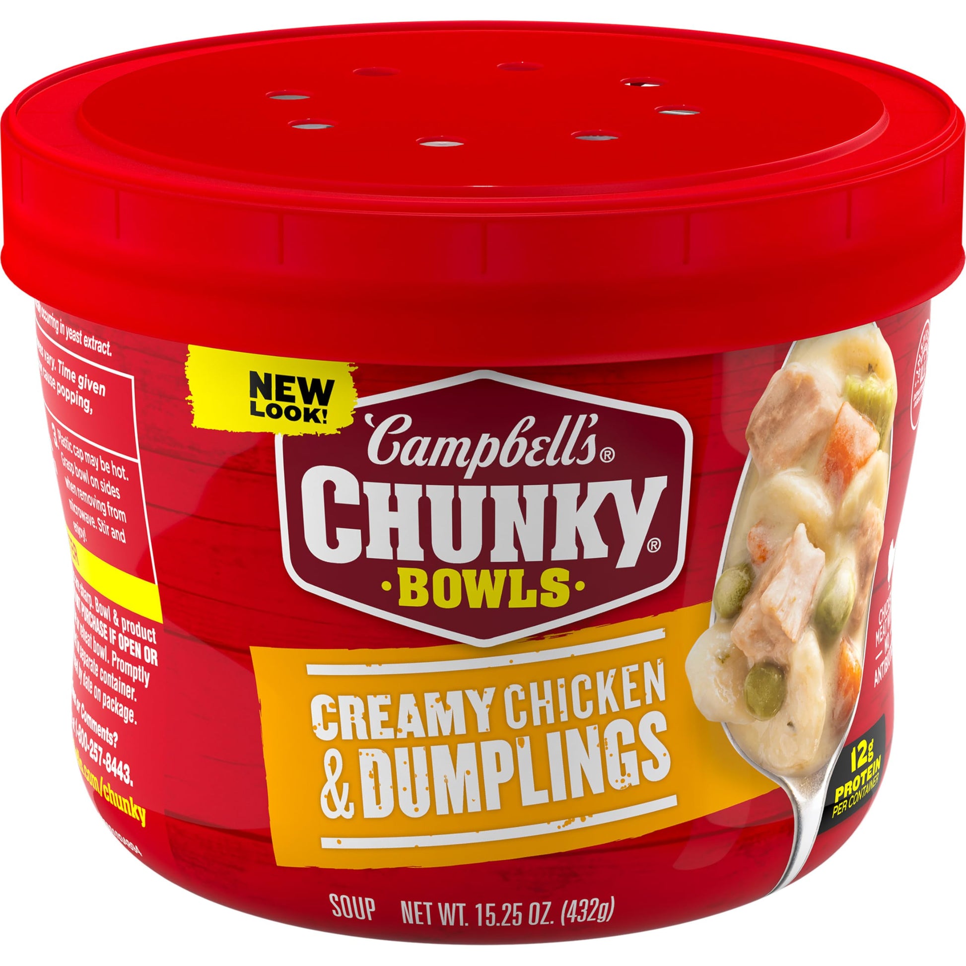Campbell'S Chunky Soup, Creamy Chicken And Dumplings Soup, 15.25 Oz Microwavable Bowl