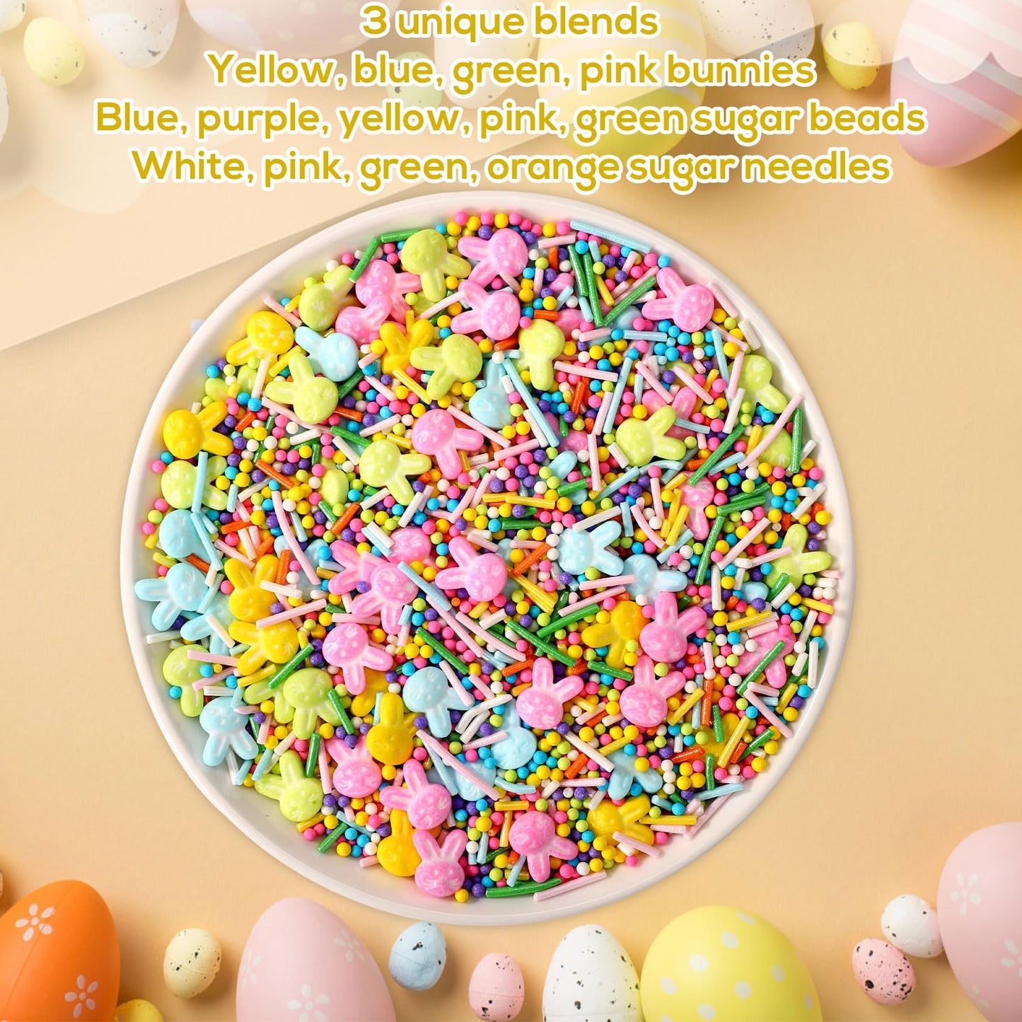 Easter Sweets Sprinkles, 100G Easter Edible Sprinkle Mix Easter Cupcake Toppers Edible Sprinkle Mix Bunny Cake Topper Assorted E