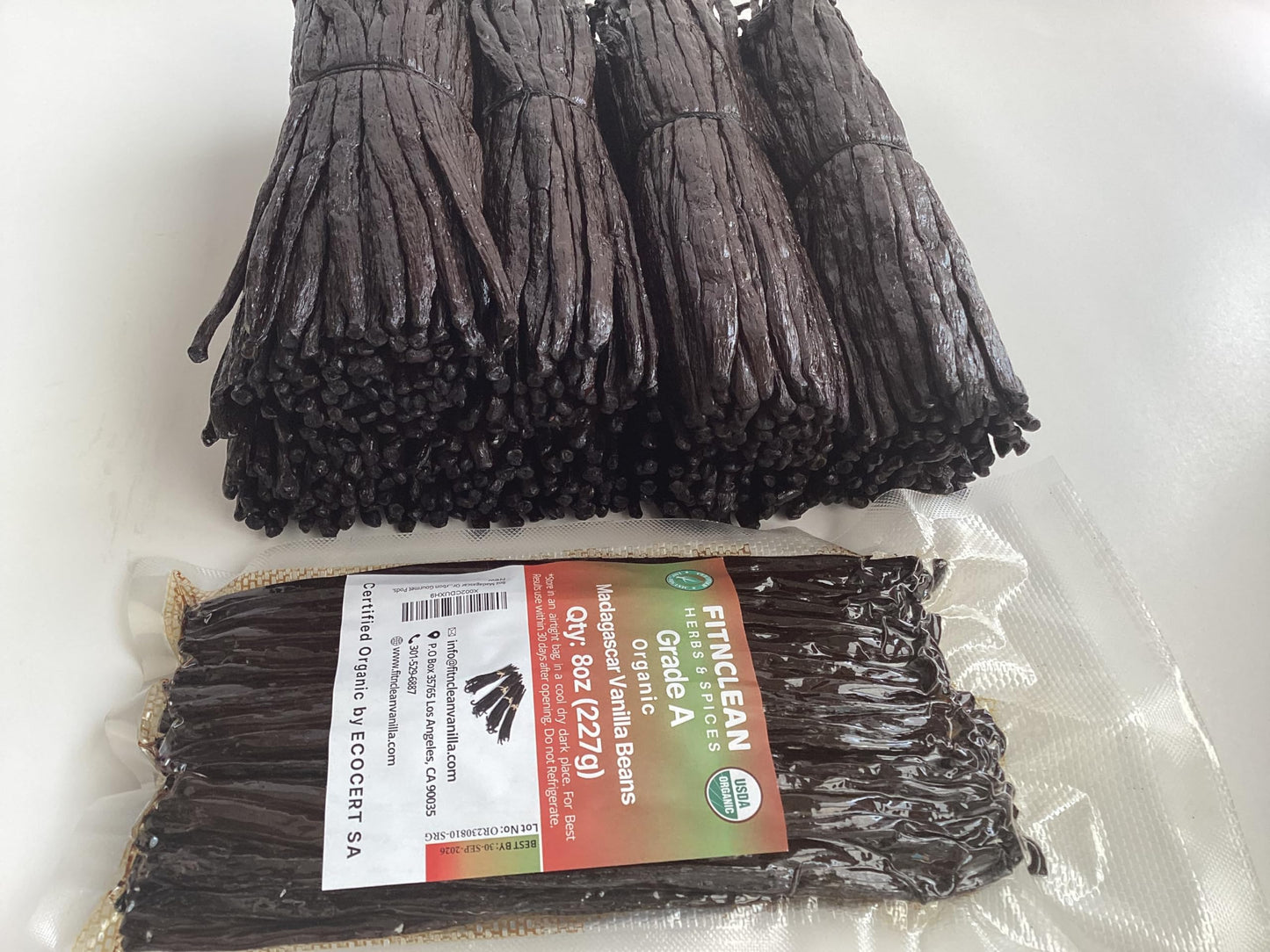 FITNCLEAN VANILLA Organic Vanilla Beans Grade A, 8oz Bulk NON-GMO spirit-inspired flavor Pods for Cooking and Baking