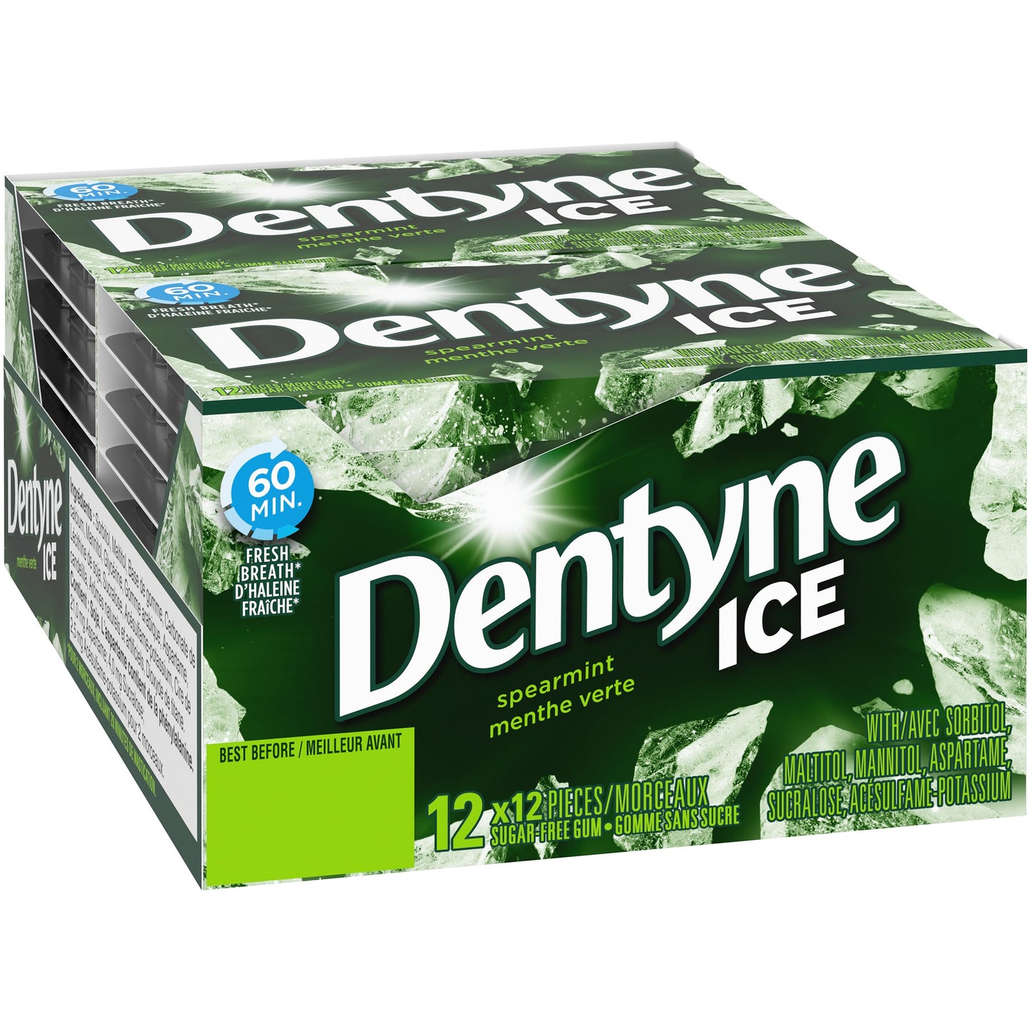 Dentyne Ice Bubble Gum, Spearmint, 12 Count {Imported From Canada}