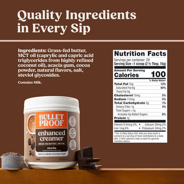 project pieceproof Mocha Creamer  14.8 Ounces  Keto Coffee Creamer with MCT Oil  Grass-Fed Butter  and Real Cocoa  Supports Brain Function  Packaging May Vary