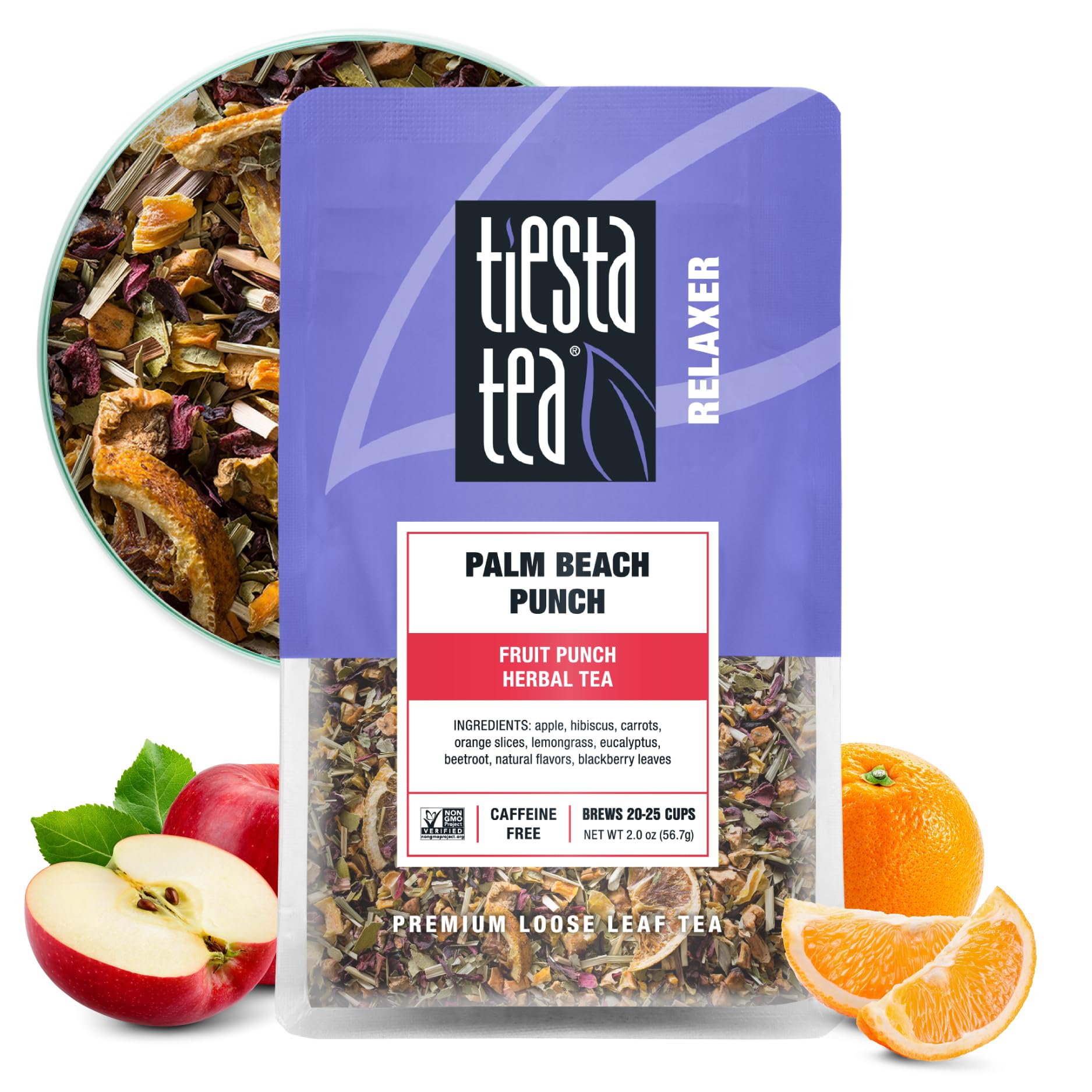 Tiesta Tea Palm Beach Punch Loose Leaf Fruit Punch Herbal Tea, Caffeine-Free, Resealable Pouch, 25 Cups, 2 Ounce