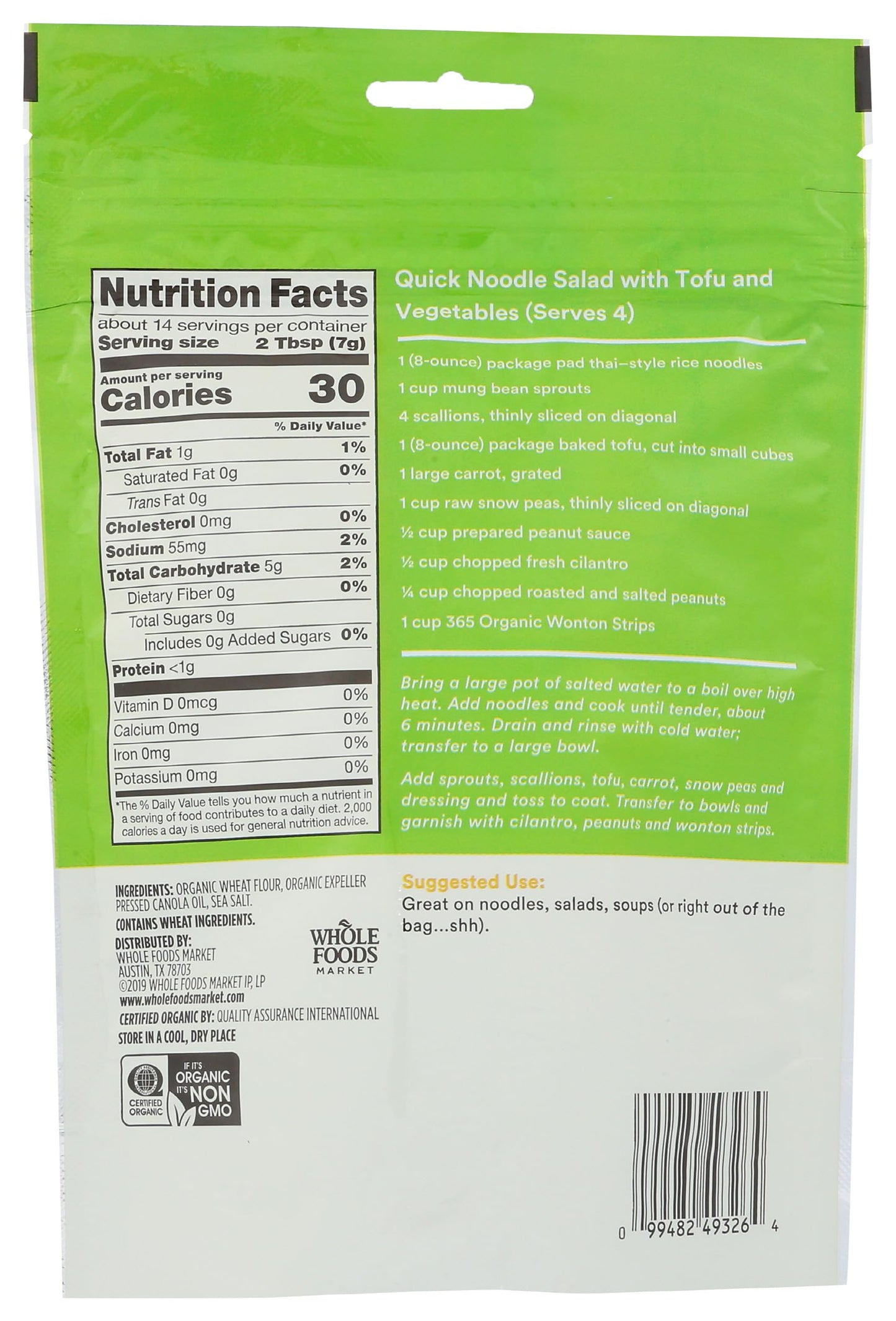 365 by Whole Foods Market, Organic Wonton Strips, 3.5 Ounce