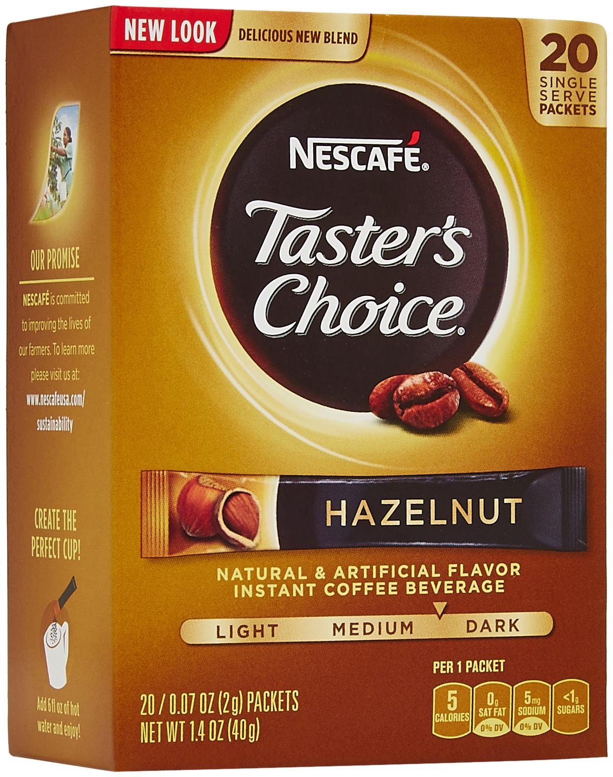 Nescafe Taster's Choice Instant Coffee Single Sticks - Hazelnut - 1.4 oz - 20 ct