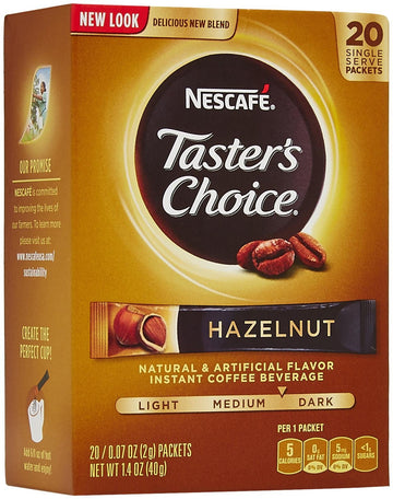 Nescafe Taster's Choice Instant Coffee Single Sticks - Hazelnut - 1.4 oz - 20 ct