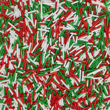 Red & White & Green Christmas Jimmy Sprinkles Edible Mix Size Jimmies Cake Decorations Soft Jimmies For Topping Ice Cream, Cooki