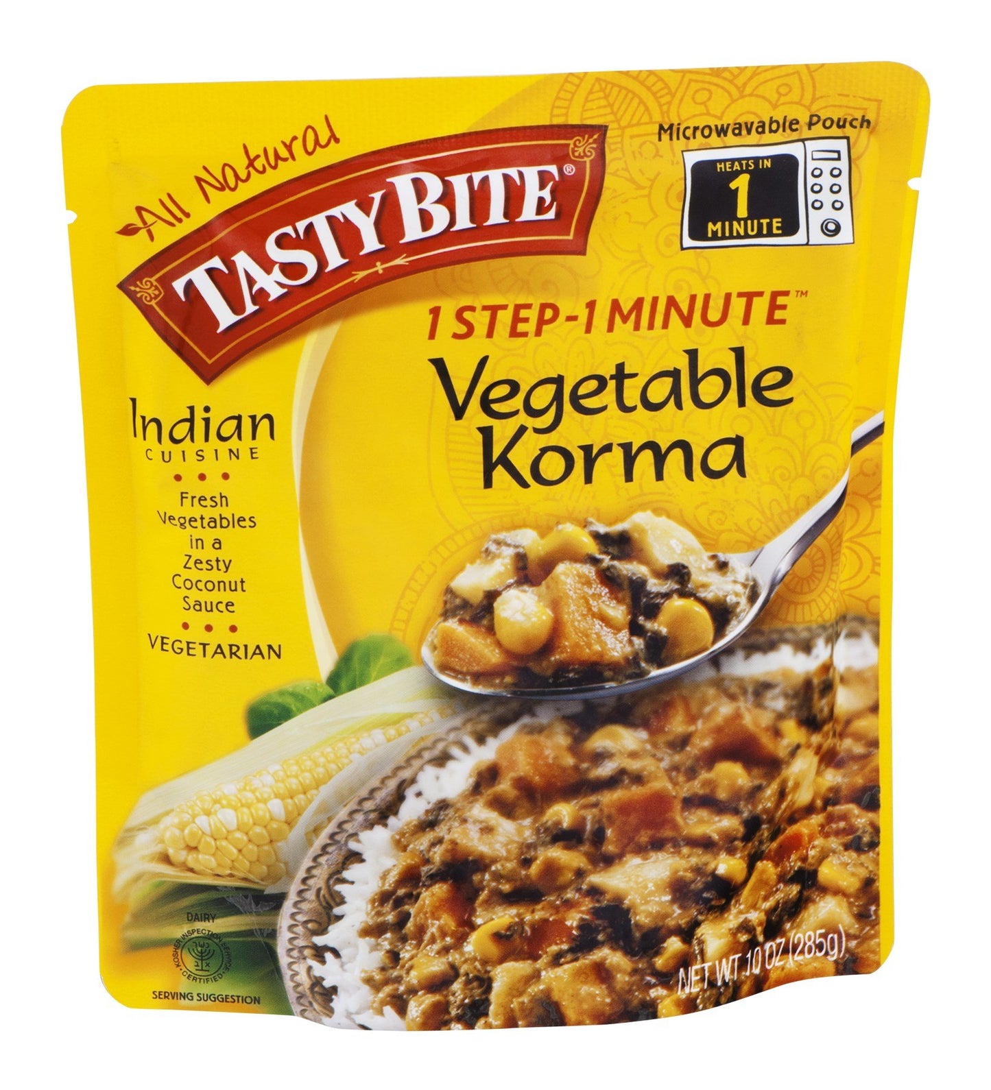 Tasty Bite Vegetable Korma, 10 Ounce, Pack of 6, Ready to Eat, Microwavable Entr  e with Sweet & Savory Coconut Sauce