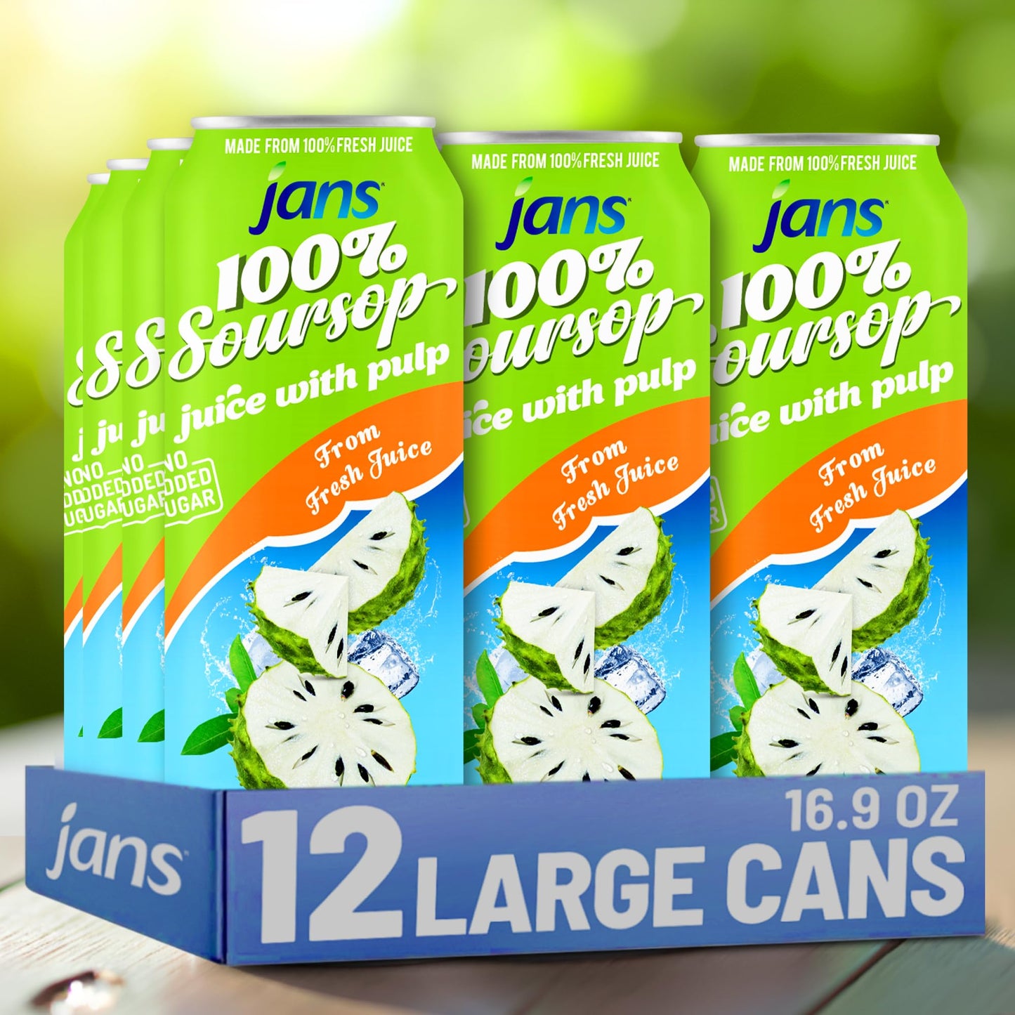 Soursop Juice with Pulp (Guanabana), 16.9 oz (Pack of 12) JANS | 100% Pure Soursop Graviola | NO Sugar Added, NOT From Concentra