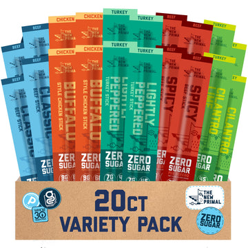 The New Primal Grass-Fed Beef Sticks, Keto & Gluten Free Healthy Snacks For Adults, Gifts, Low Carb High Protein Snack, Paleo Wh