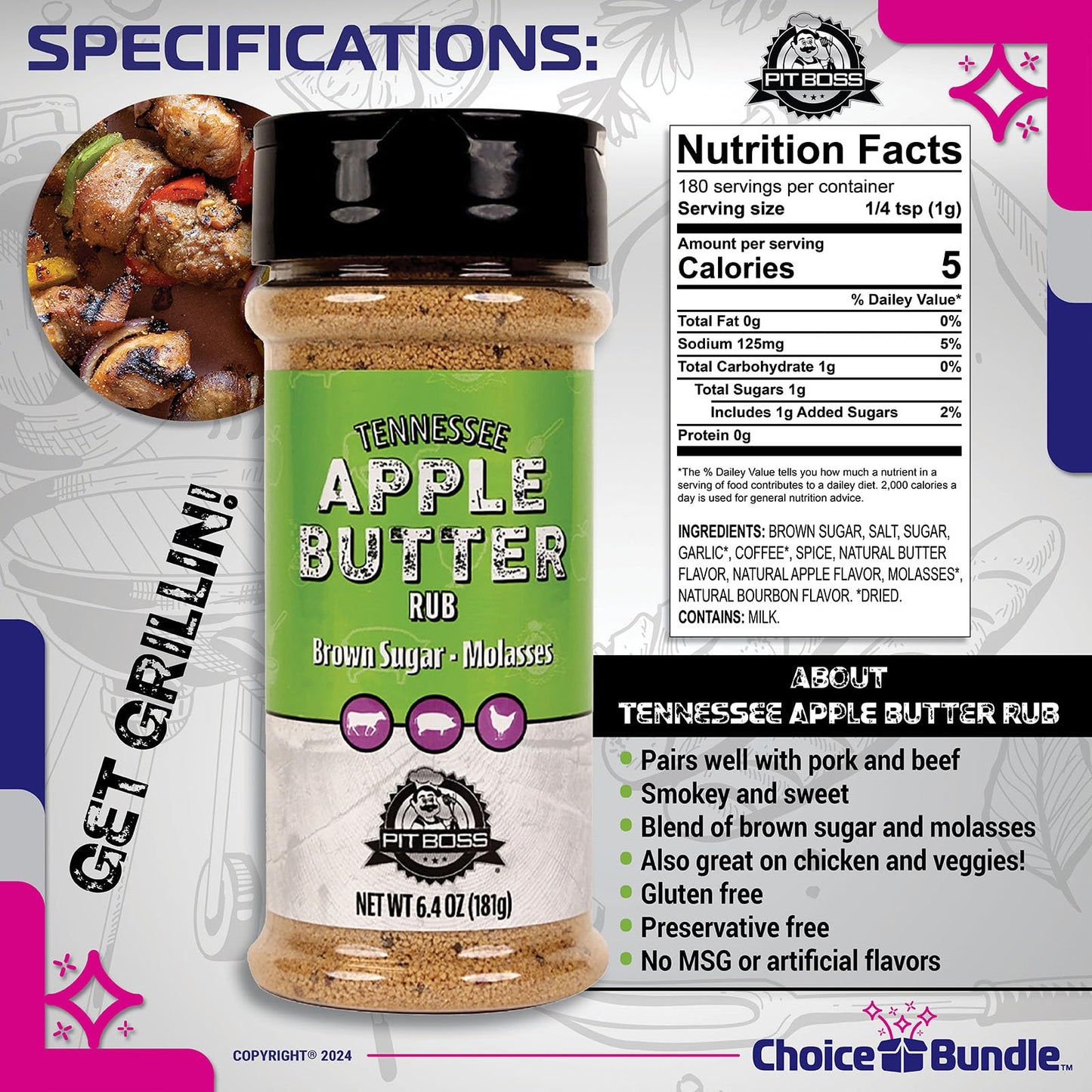 Pit Boss BBQ Mixed Seasoning Spice & Rub Choice Bundle, 4 Pack (25.6 oz) with Guide & Keychain Opener