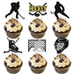 Rsstarxi Hockey Cupcake Toppers, 24 Pack, Black Glitter, Ice Hockey Theme Decorations for Birthday Party, Model XM544-Black