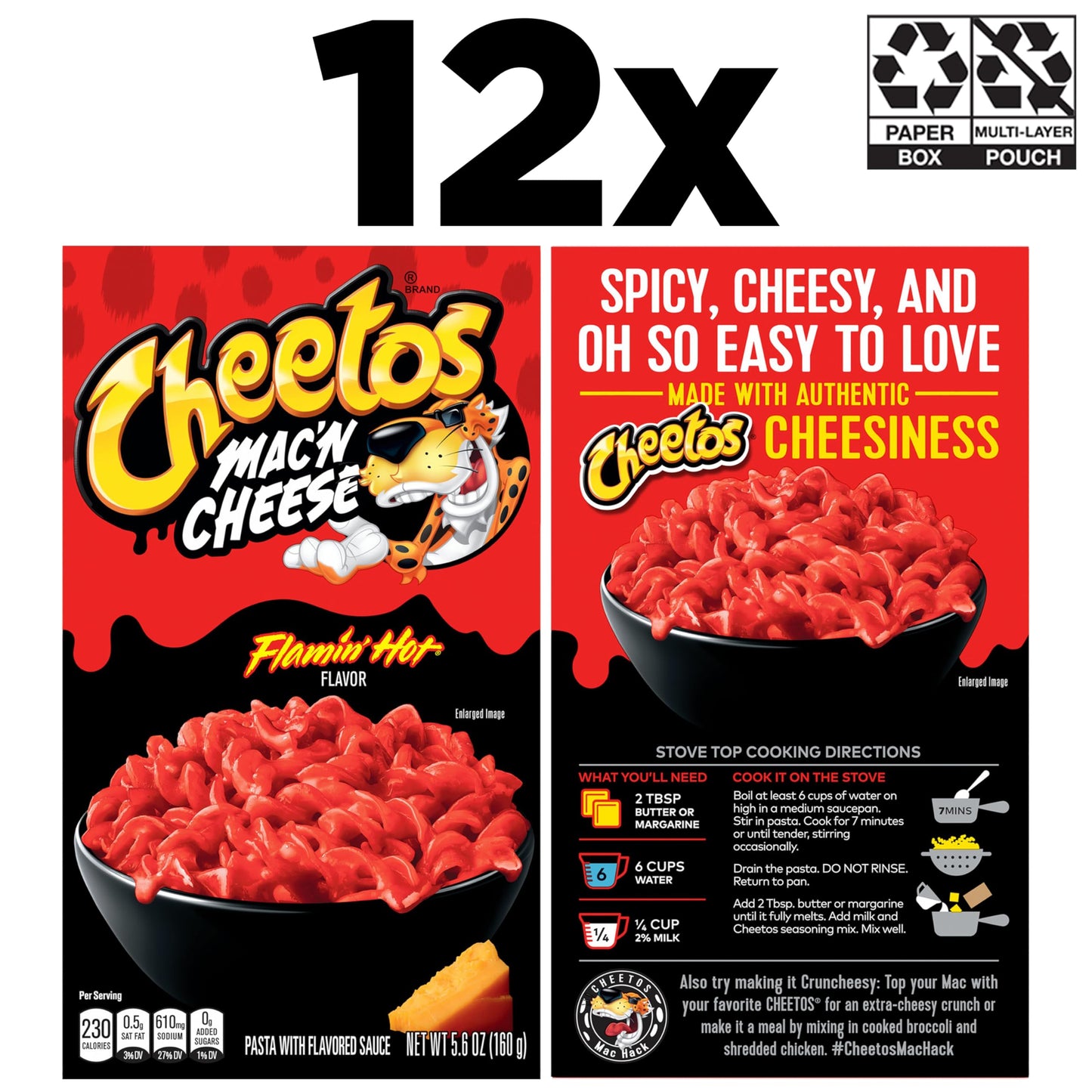 Cheetos Mac & Cheese Flamin Hot 5.6oz Boxes (Pack of 12)