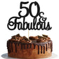 Gyufise 1Pcs 50 & Fabulous Cake Toppers Black 50 Birthday Anniversary Cake Toppers For 50 Birthday Anniversary Party Decorations
