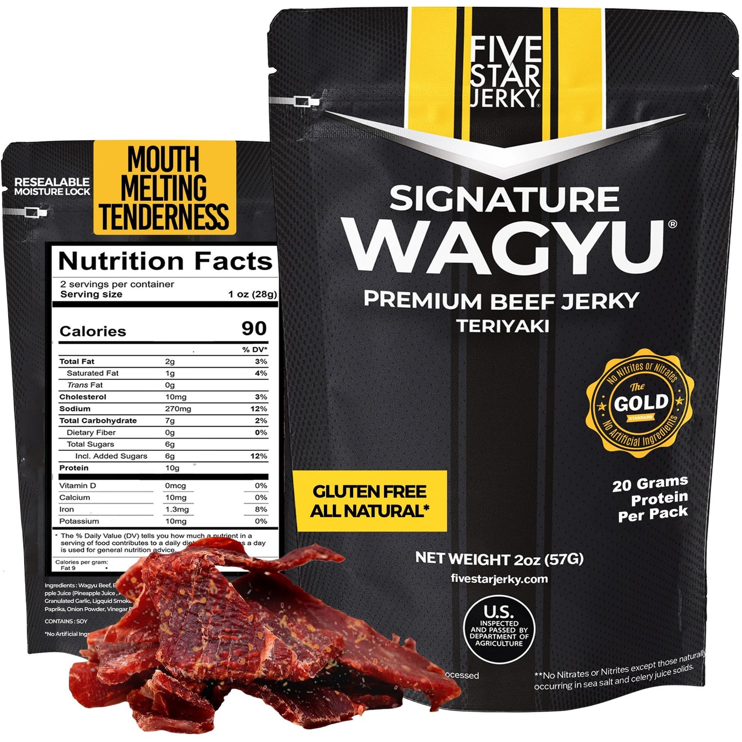 Five Star Wagyu Beef Jerky, Soft & Mouth Melting Tender Jerky, 1lb, Award-Winning Premium Beef Jerky, No Artificial Ingredients,