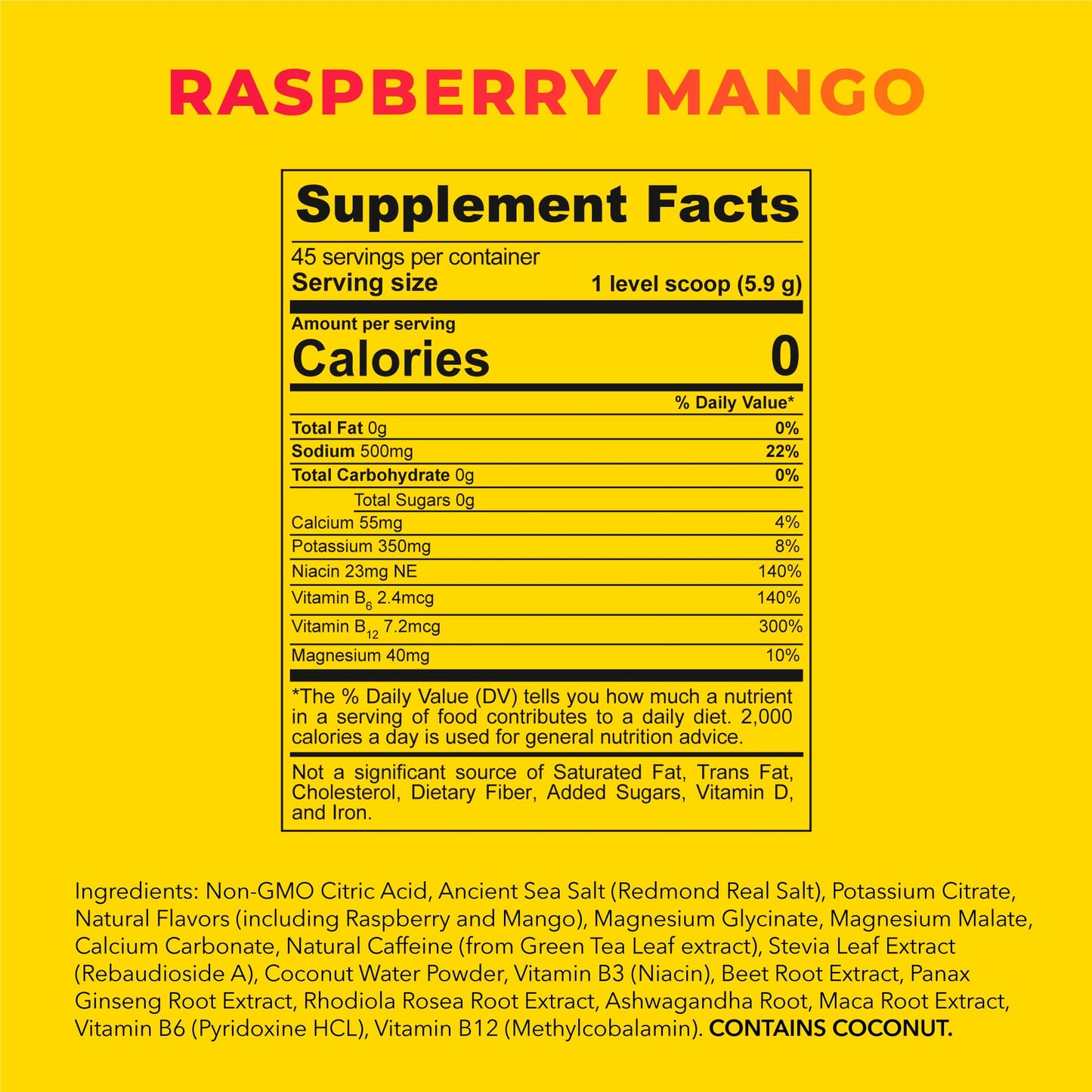 REDMOND Re-Lyte Energy Electrolyte Mix  Raspberry Mango  8.6oz Jar