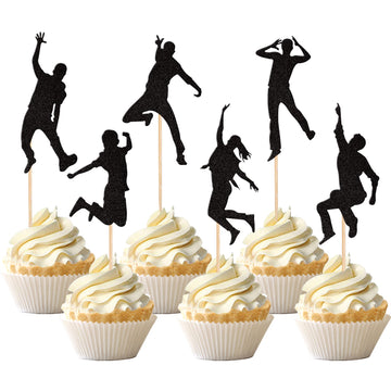 24 Pcs Running Cupcake Toppers Colorful Glitter Sports Fitness Cupcake Picks For Running Theme Boys Girls Marathon Birthday Part