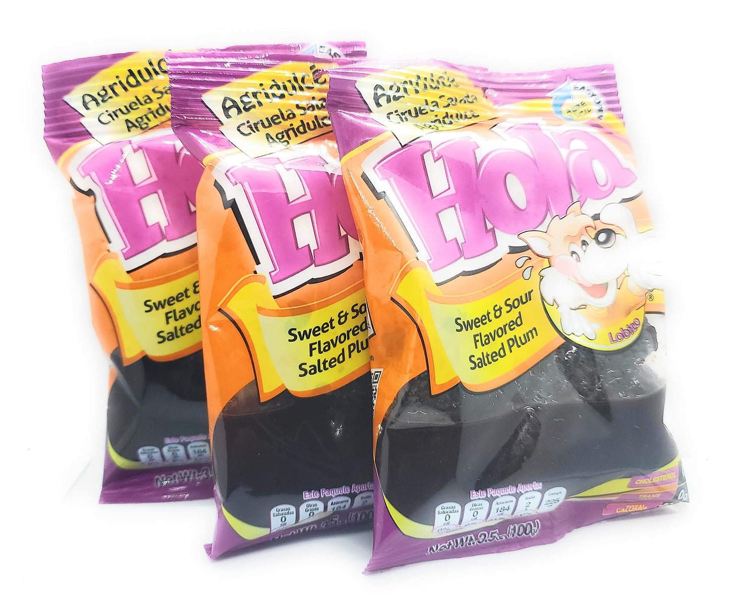 Salado Agriculce - Saladulces Hola Lobito - Sweet And Sour Flavored Salted Plums - 3.5 Oz - 3 Units