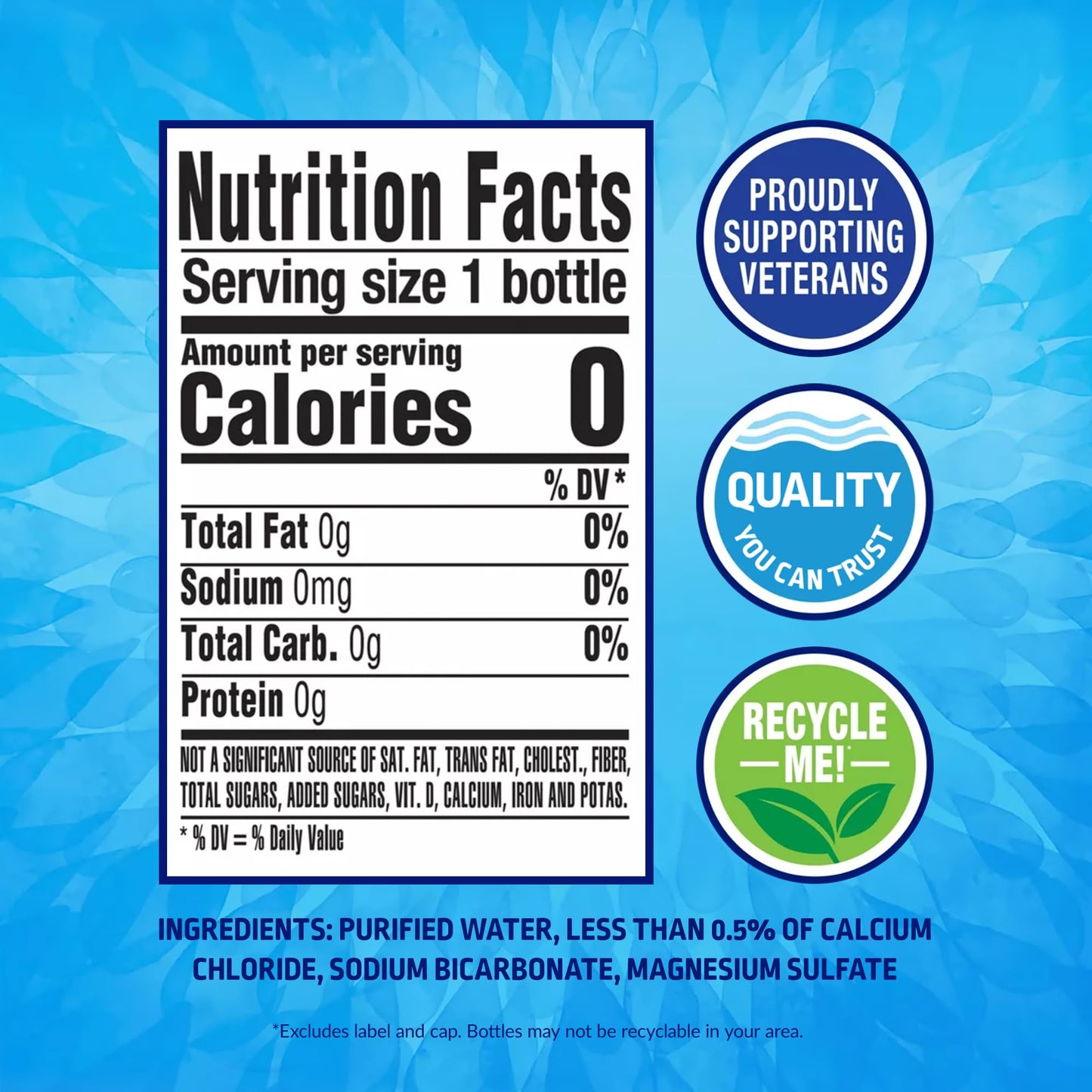 CAMEO Pure Life Distilled Water, 1 Gallon, Plastic Bottled Water 12 Bottles Of 1 Gallon Each (12 Total Gallons)