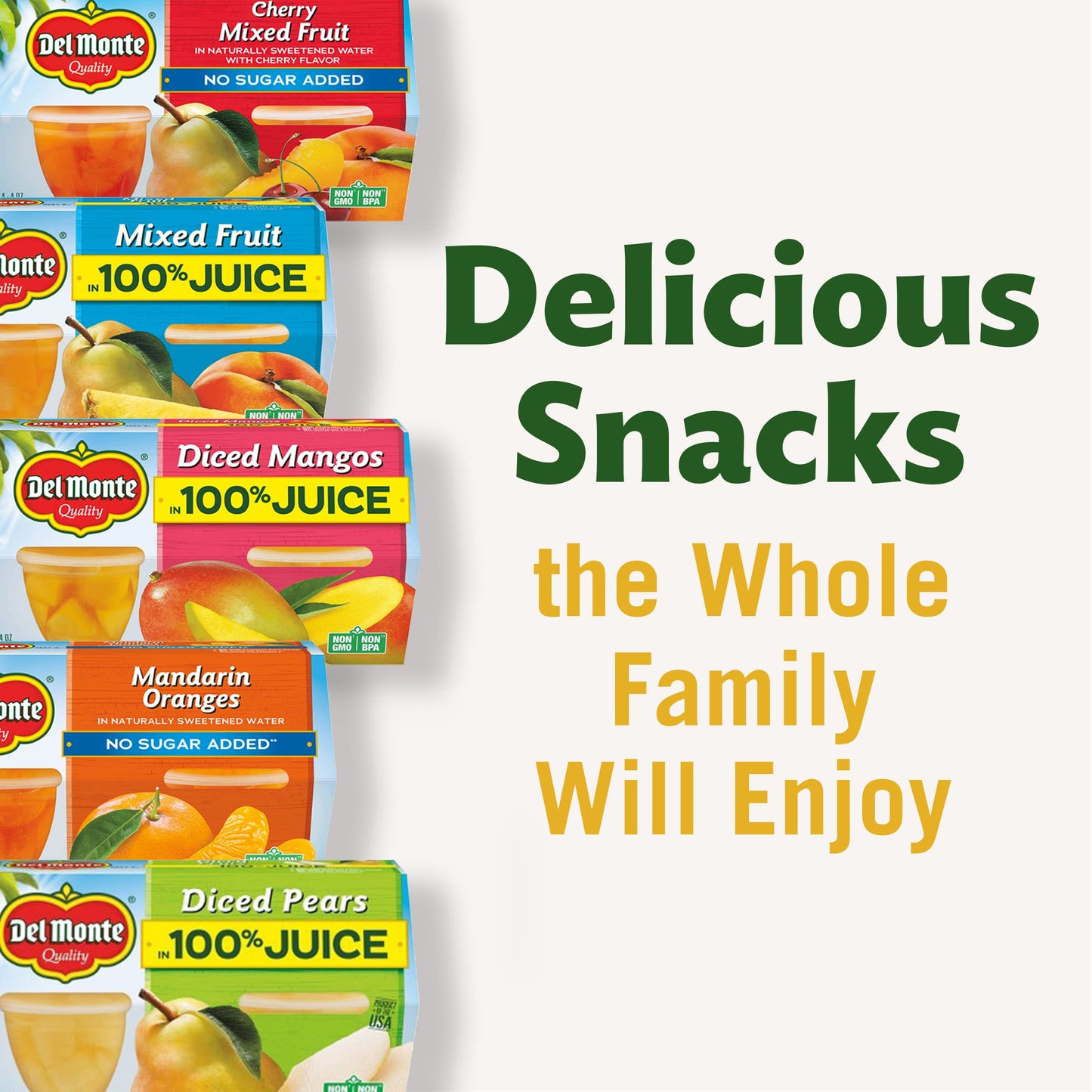 Del Monte Cherry Flavored Mixed Fruit Cup Snacks in 100% Juice, 4 Oz, Pack of 24