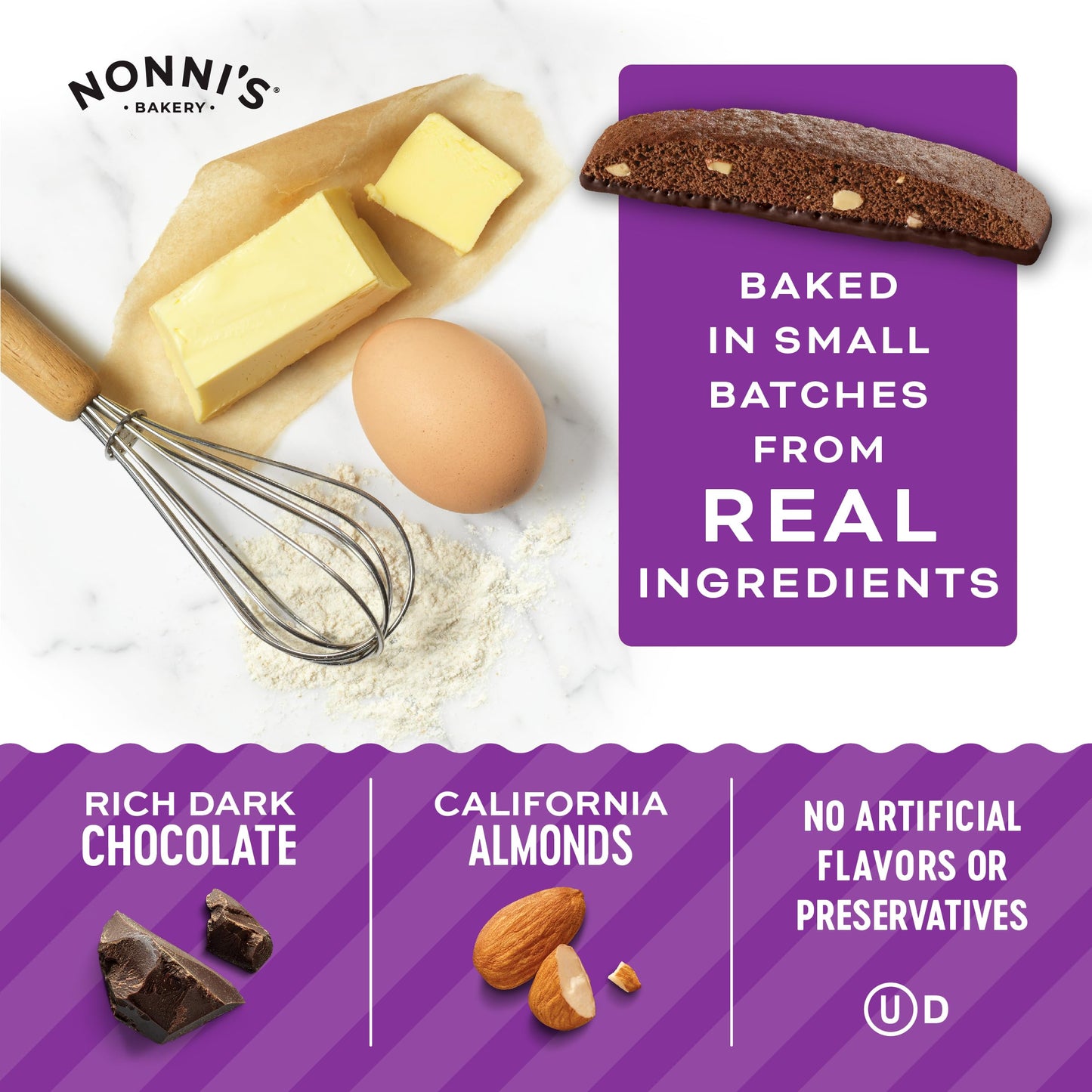 Nonni'S Dark Chocolate Almond Biscotti Italian Cookies - 6 Boxes Dark Chocolate Cookies - Biscotti Individually Wrapped Cookies