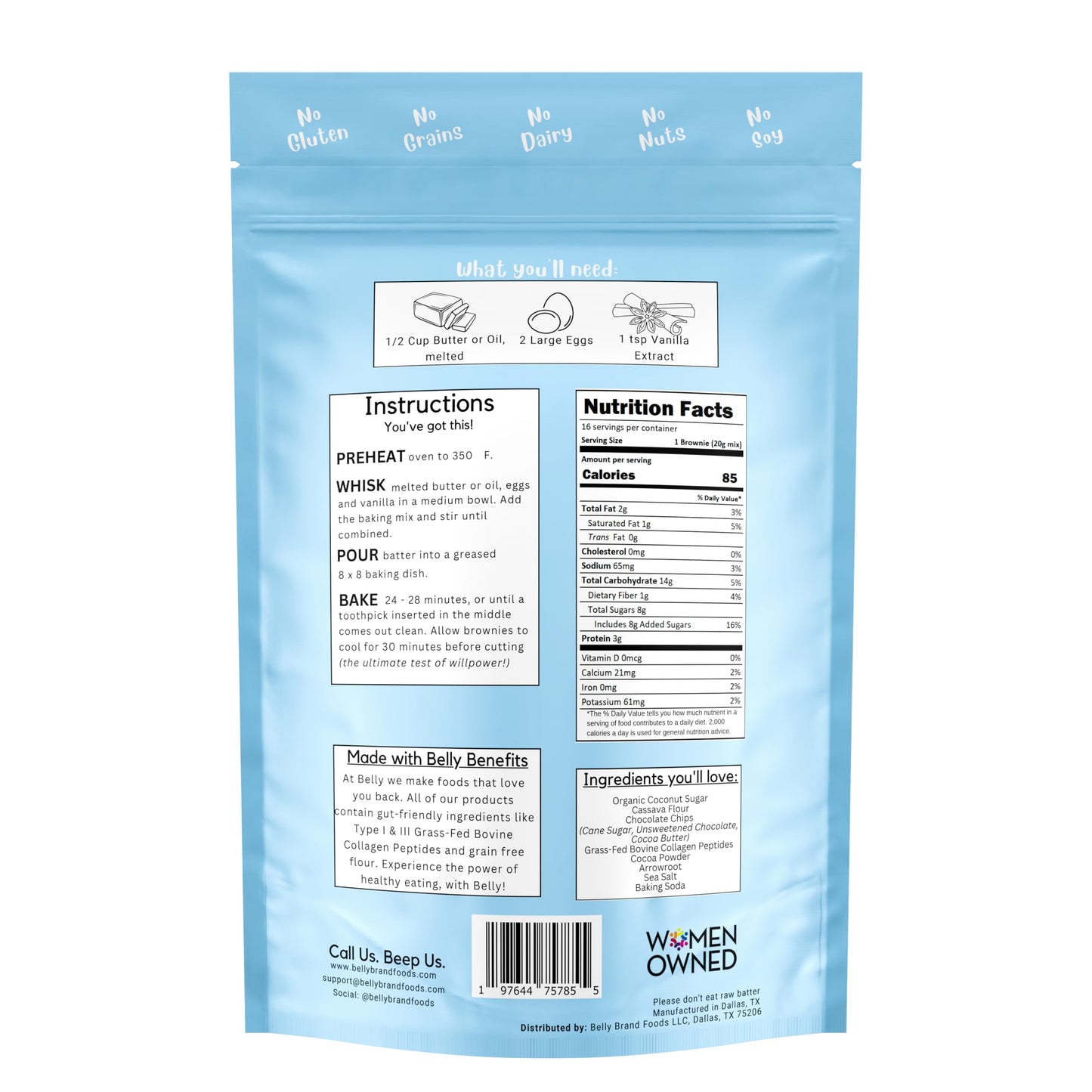 Belly Brownie Mix - High-Protein, Grain-Free, Dairy-Free - 3 Pack - 11.4 oz