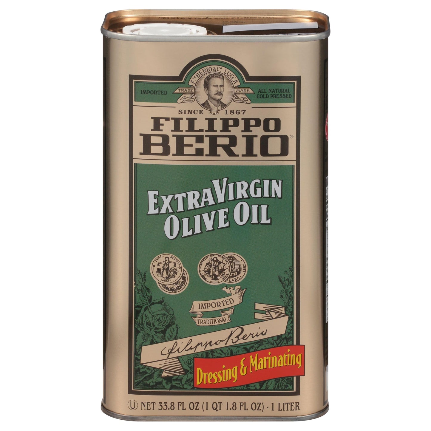 Filippo Berio Extra Virgin Olive Oil, 1 Liter Tin (33.8 Ounce)