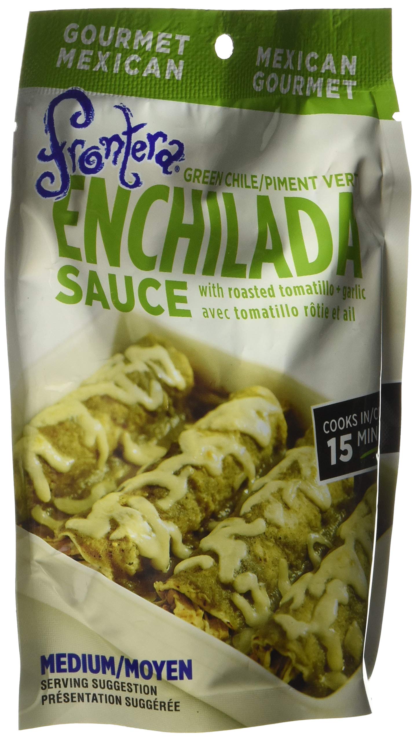 Frontera  Medium Green Chile Enchilada Sauce with Roasted Tomatillo and Garlic, Gluten Free, 8 Ounce (Pack of 6)