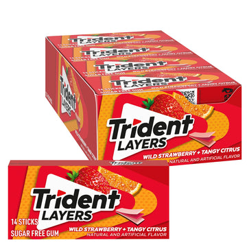 Trident Layers Strawberry & Citrus Sugar Free Gum, 12 Packs Of 14 Pieces (168 Total Pieces)