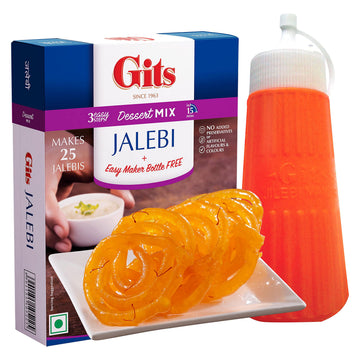 Gits Jalebi Dessert Mix, With Easy Maker Bottle, Pure Veg, Traditional Indian Sweet, 400G (Pack Of 4, 100G Each)