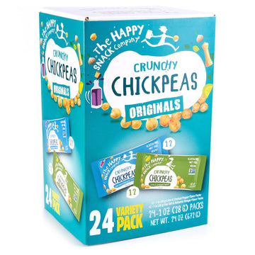 The Happy Snack Company Crunchy Chickpeas Variety Pack 24 X 1 Oz ( Sea Salt & Balsamic Vinegar Flavor And Lime & Cracked Pepper