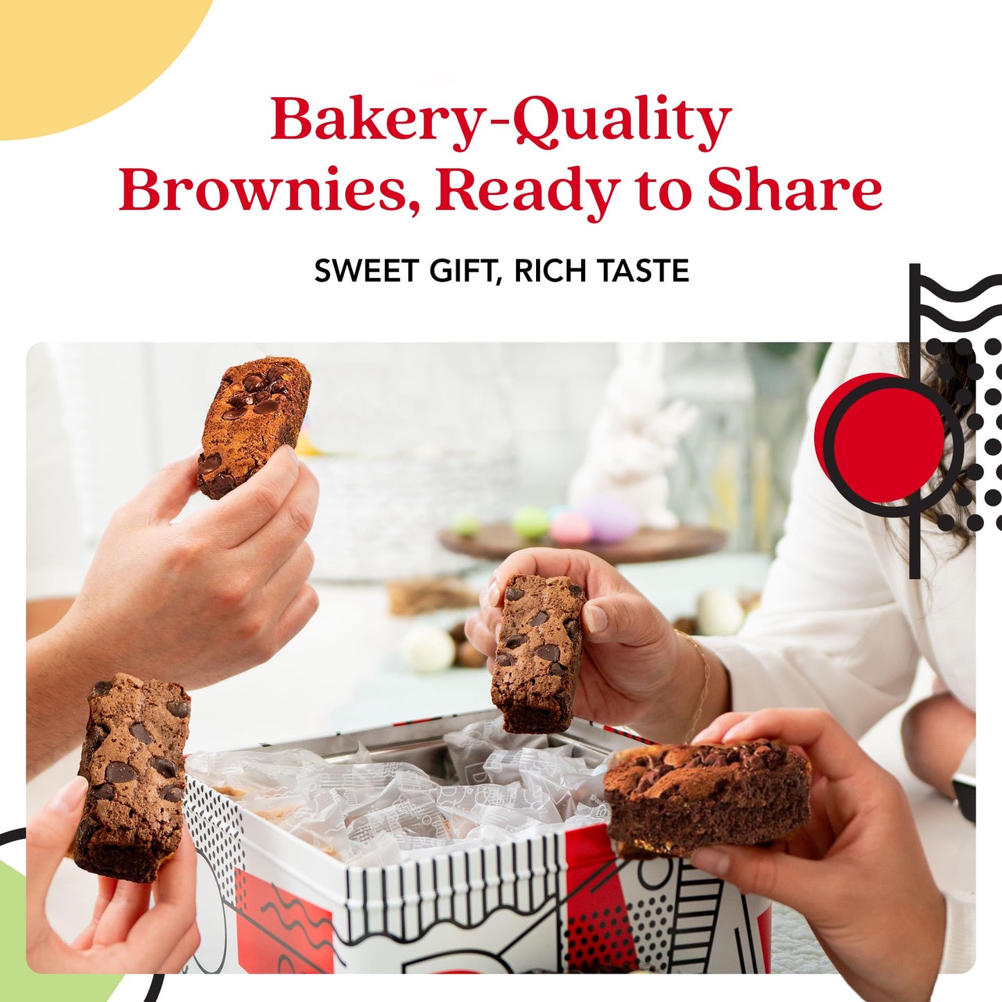Davids Cookies Chocolate Chip Brownies In Sweet Sampler Tin – Decadent, Fudgy Brownies Packed With Chocolate Chips – Freshly Baked Gourmet Brownie Gift – Bakery Dessert Gift For All Occasions