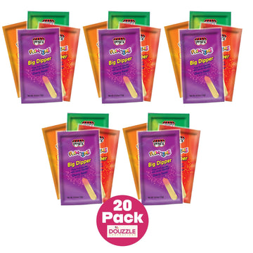 Douzzle Fizzy Fruit Powder With Candy Dipstick (20 Count, Pack Of 1) Individually Wrapped Candies, Birthday Party Favors, Goodie