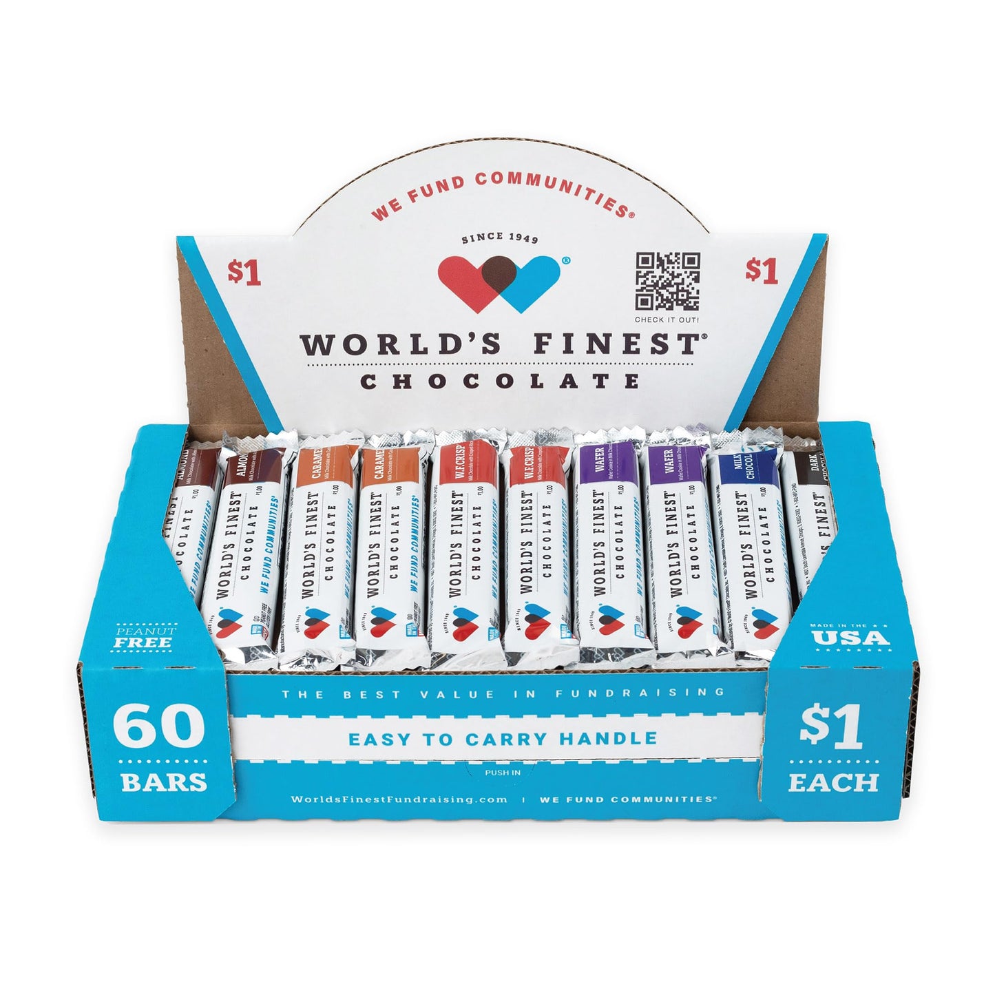 Worlds Finest Chocolate Fundraising Variety Pack - 60 Candy Bars - 1 Size
