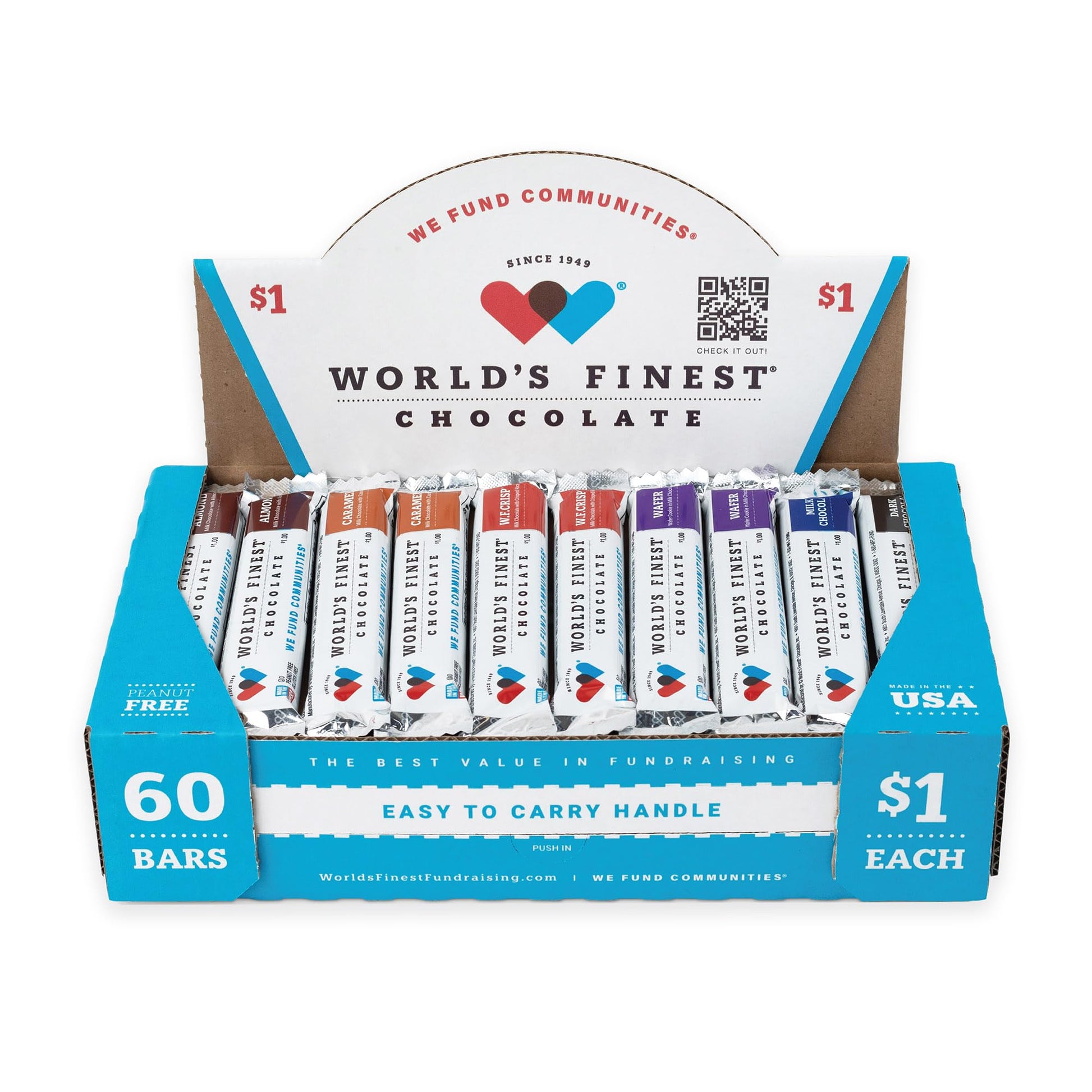 Worlds Finest Chocolate Fundraising Variety Pack - 60 Candy Bars - 1 Size