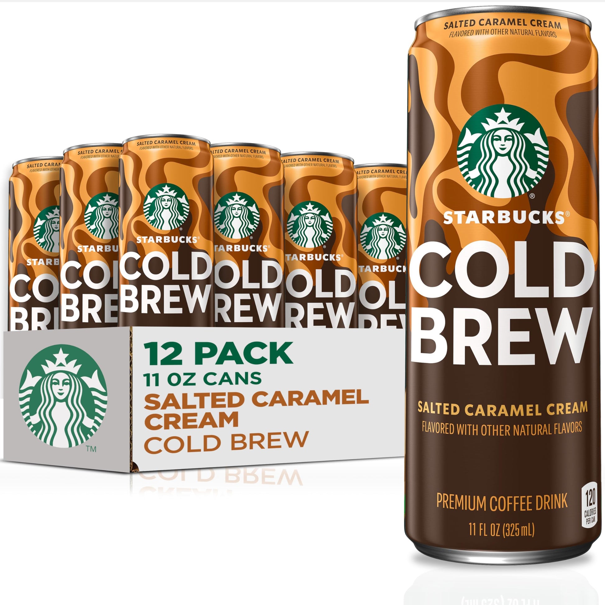 Starbucks Starbucks Cold Brew Coffee, Salted Caramel Cream, 11 fl oz Cans (12 Pack), Premium Coffee Drink, Iced Coffee — product image