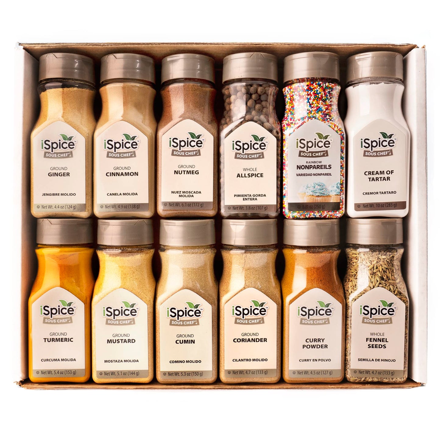 iSpice 48-Pack Starter Spice Set - Essential Herbs & Spices for Cooking - 5.29 Ounce Each - All-Natural, Kosher, Non-GMO