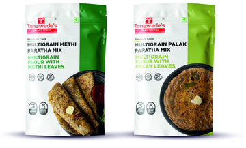 Tanawades Smart Food Paratha Combo, Instant Methi Paratha, Palak Paratha Mix, Ready to Cook, Home Food with Hand Picked Flavours