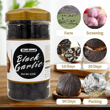Riorand Black Garlic 920G/2.02 Lbs Whole Peeled Black Garlic Aged For Full 90 Days