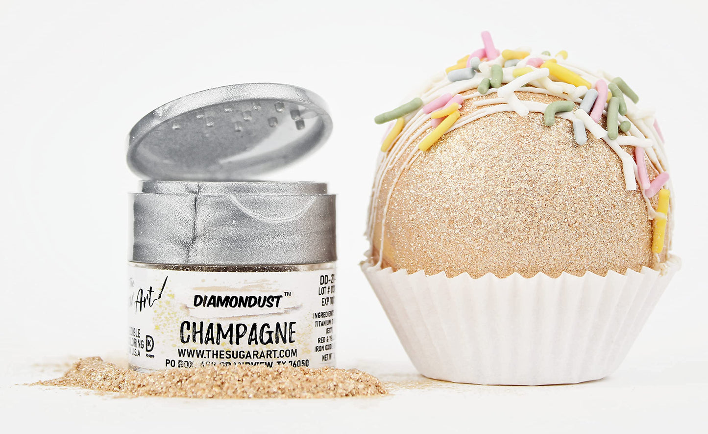 DiamonDust Champagne Edible Glitter for Drinks & Cake Decorating, 4g, 100% Food-Safe, Vegan, Gluten & Nut Free