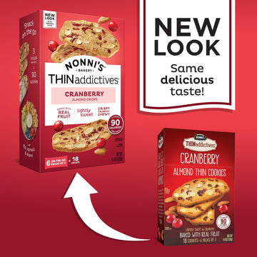 Nonni'S Thinaddictives Almond Thin Cookies - 3 Boxes Cranberry Almond Biscotti Cookie Thins - Sweet Crunchy & Chewy - Kosher Coo
