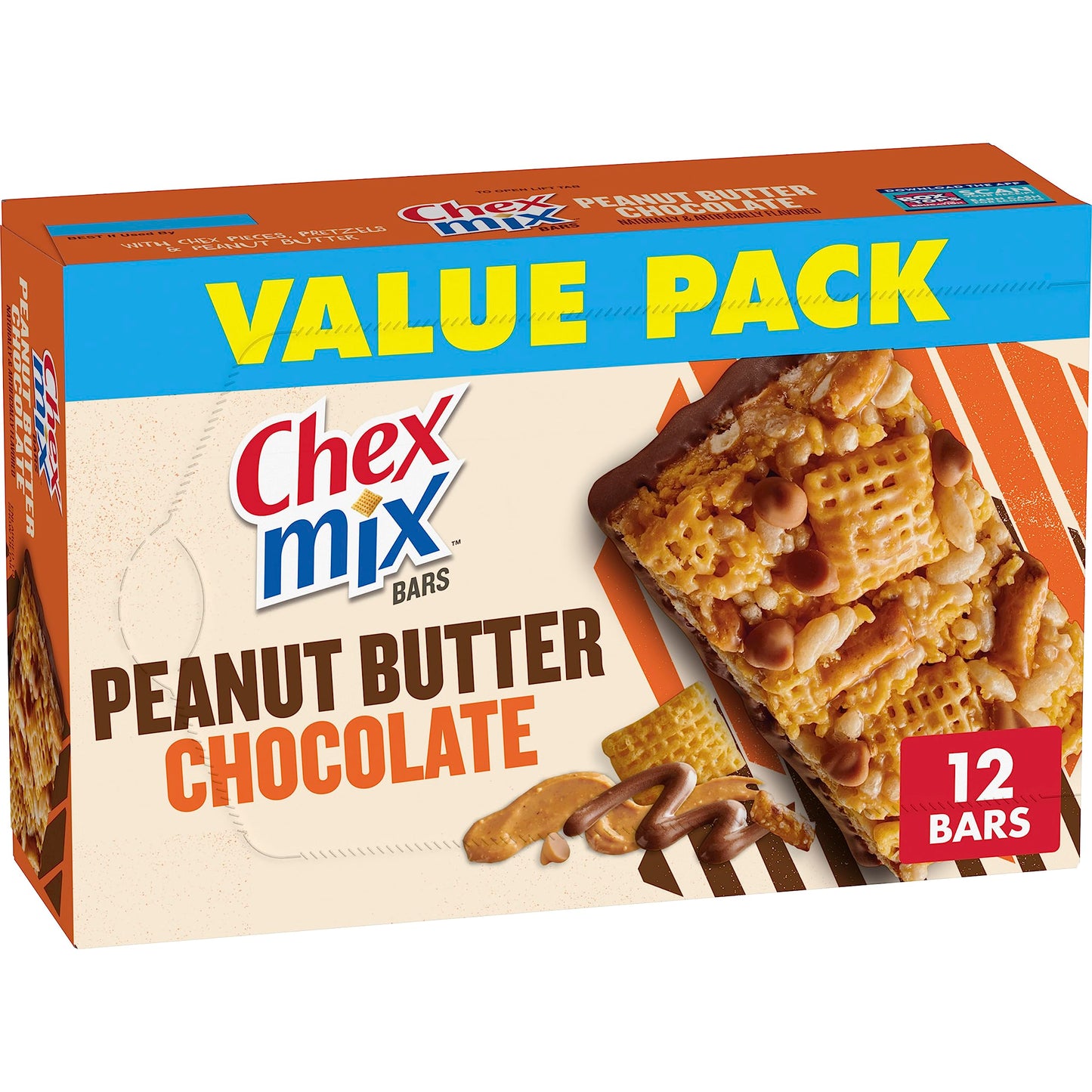 Chex Mix Peanut Butter Chocolate Flavored Treat Bar, Value Pack, 12 Bars, 13.56 Oz