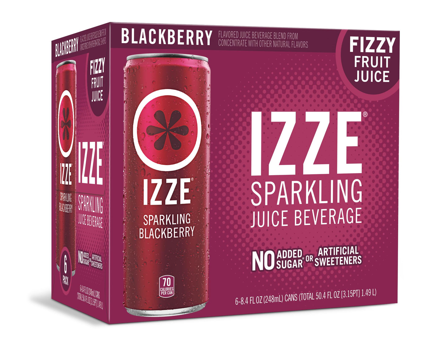 IZZE Sparkling Juice Beverage Blend, Blackberry, No Sugar Added, 8.4 FL OZ, 6 Cans
