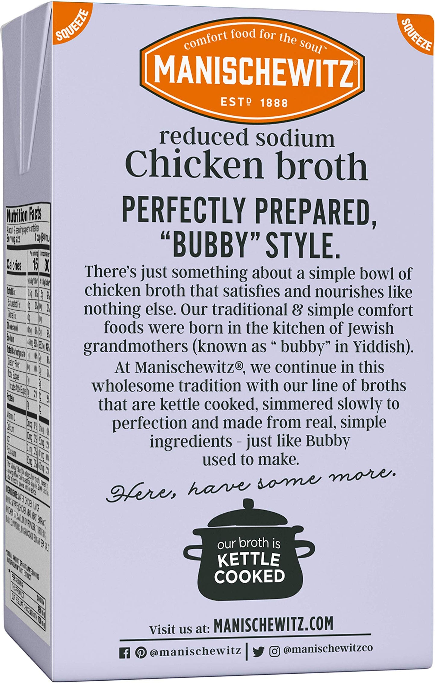 Manischewitz Reduced Sodium Chicken Broth 17Oz (3 Pack), Flavorful, Kettle Cooked, Slowly Simmered, Kosher For Passover
