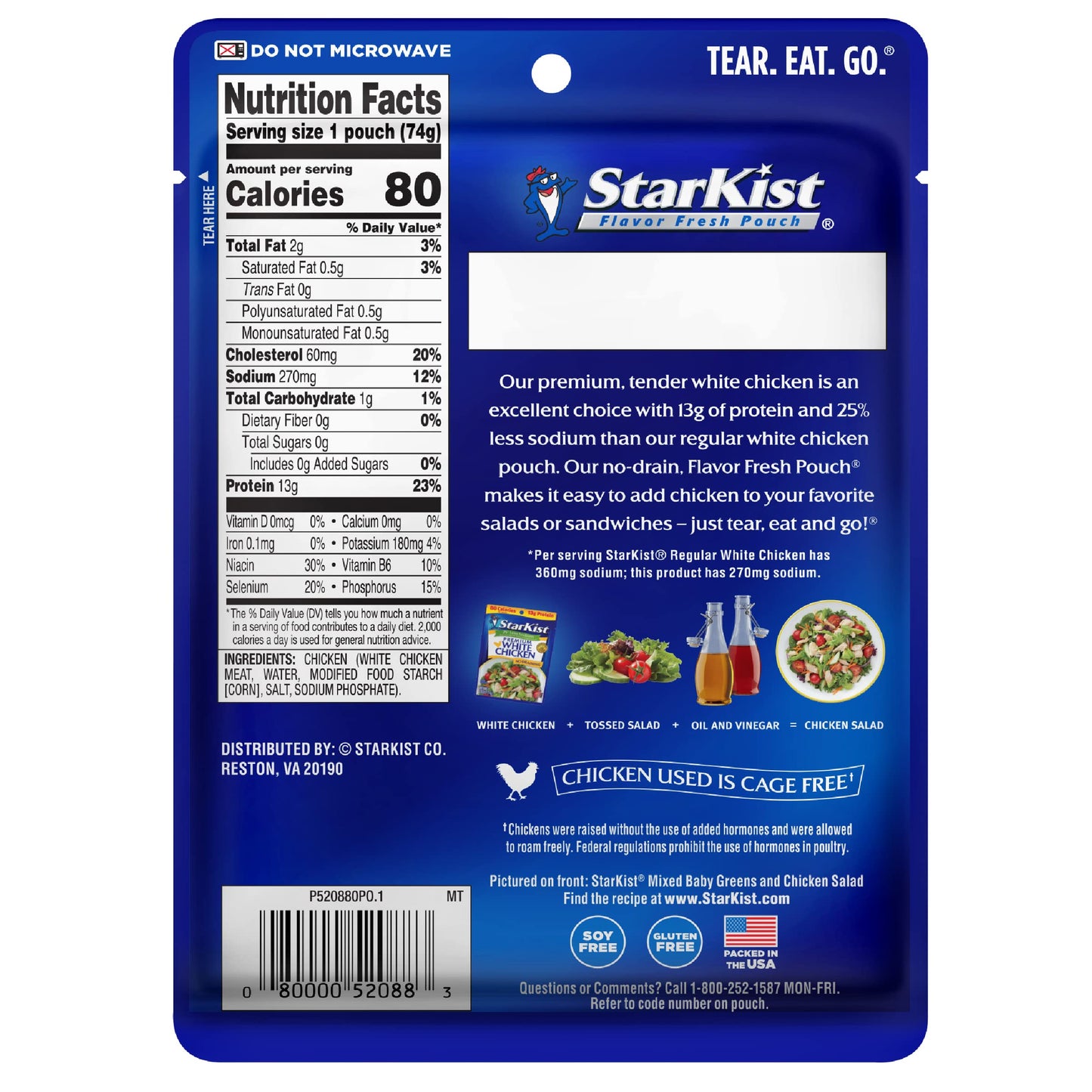 StarKist Less Sodium Premium White Chicken Pouch - 2.6 oz (Pack of 1)