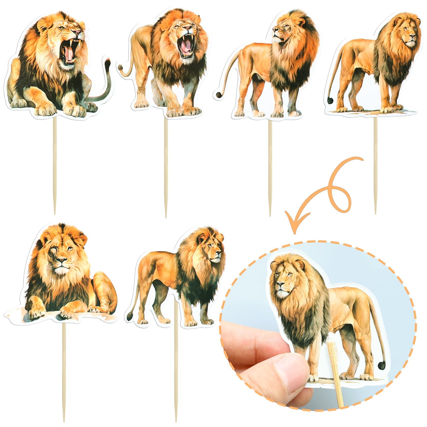 Gyufise 36Pcs Lion Animal Cupcake Toppers & Picks - Lion Birthday Decorations For Baby Shower & Animal Theme Party Cake Decor Su